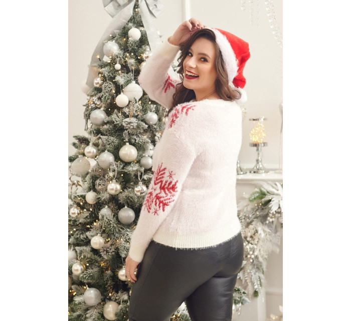 Očarujúci vianočný sveter so sobmi v farbe ecru