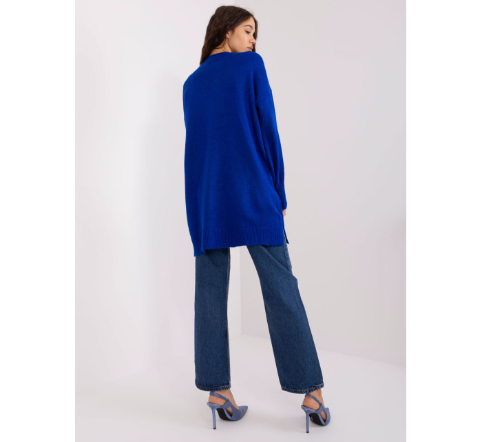 Kobaltovo modrý oversize sveter s manžetami