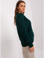 Tmavo zelený dámsky klasický sveter s bavlnou