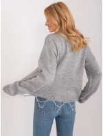 Sivý nadrozmerný sveter s manžetami
