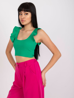 Základní tmavě zelený pruhovaný crop top RUE PARIS