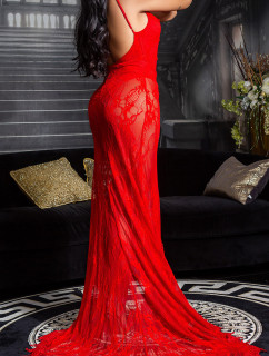 Soo open back lace Red Dress model 19615628 - Style fashion