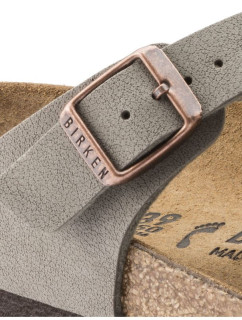 Pánske sivé žabky Birkenstock Gizeh Birko-Flor Nubuck Stone regular wide (43391) dámske