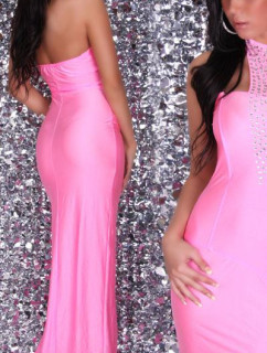 Sexy Neckdress with rhinestones on neck