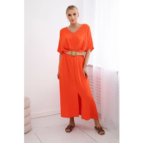 Rozšířené šaty s páskem pomeranč