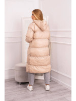 Prešívaná zimná bunda s kapucňou béžová