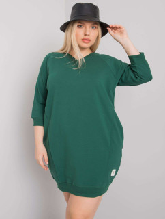 Tmavě zelené plus size šaty s kapsami