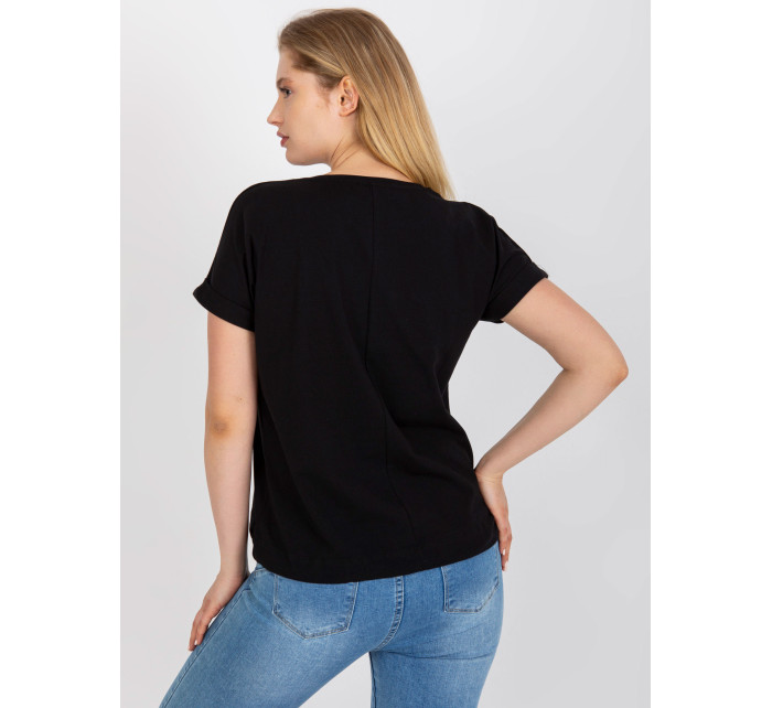 Čierne bavlnené tričko s aplikáciou