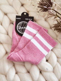 Mládežnícke bavlnené športové ponožky ružové