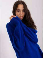 Kobaltovo modrý oversize sveter s manžetami