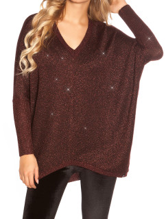 Trendy KouCla V-Cut Oversize Glitter jumper