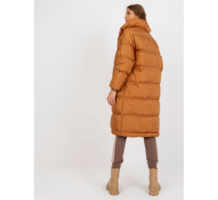Svetlohnedá nadrozmerná dlhá zimná bunda