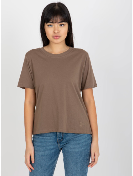MAYFLIES hnedé dámske jednofarebné bavlnené tričko