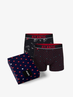 Pánske boxerky Stars ATLANTIC 2Pack + darčeková krabička - námornícka modrá, námornícka modrá