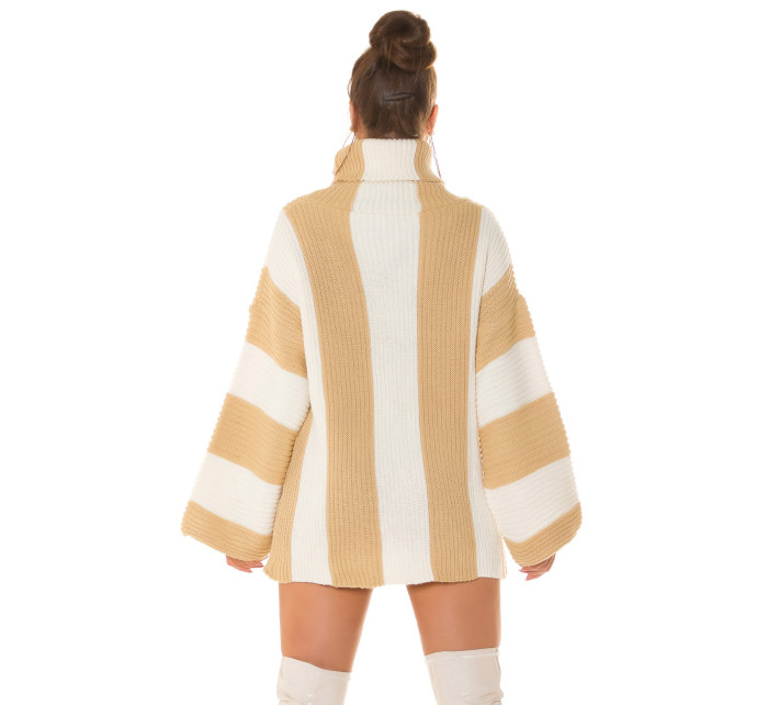 Trendy chunky knit dress with turtleneck