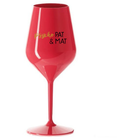 PSYCHO PAT&MAT - červená nerozbitná sklenice na víno 470 ml