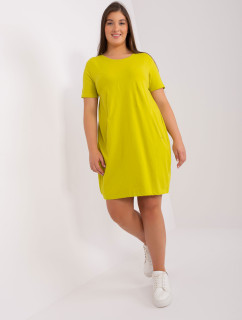 Základní limetkové šaty plus size s kapsami