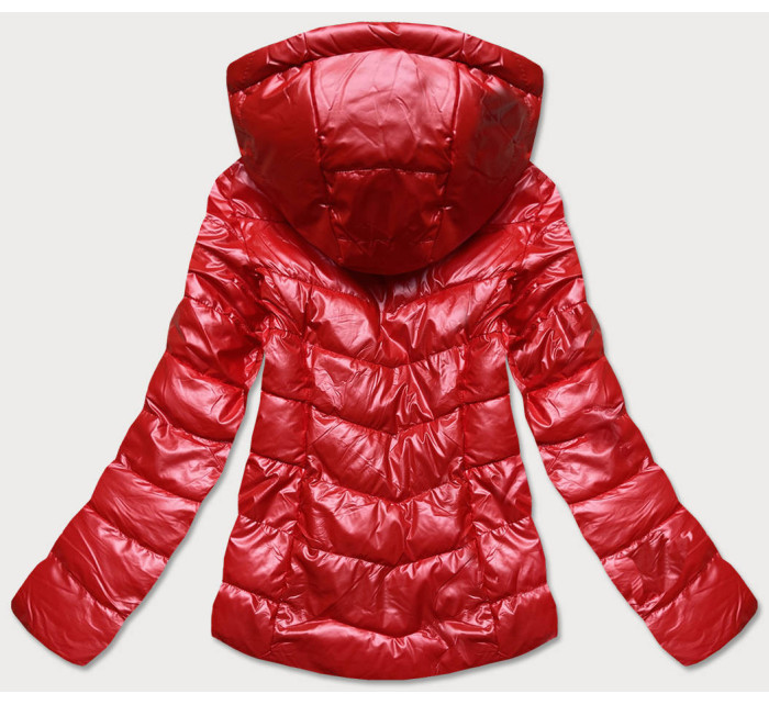 Lesklá červená bunda so vzorovanými vsadkami (W718)