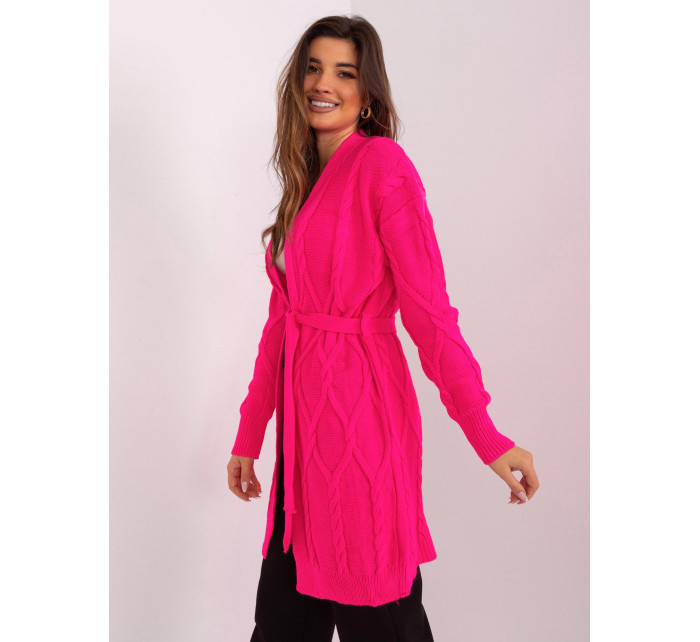 Fluo ružový dámsky sveter so šnúrkou