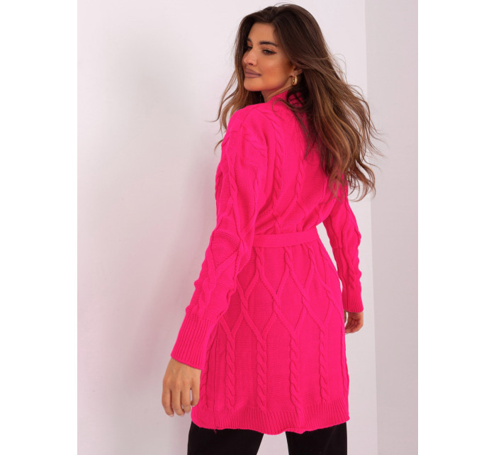 Fluo ružový dámsky sveter so šnúrkou