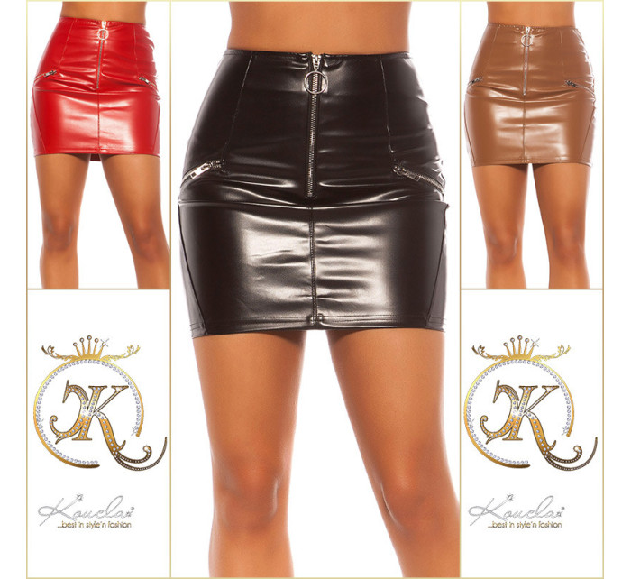 Sexy Leatherlook mini skrit with Zips