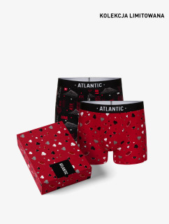 Pánske boxerky Love ATLANTIC 2Pack + darčeková krabička - čierna, červená