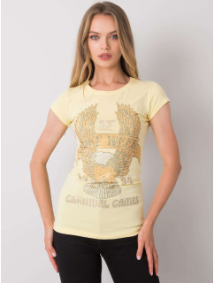 Svetložlté dámske tričko s aplikáciou