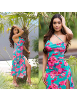 Sexy Summer Dress with XL Leg Slit and flower print