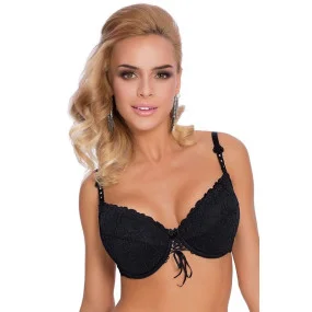 Čipkovaná push-up podprsenka Damaris čierna