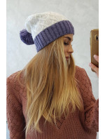 Bibiana fleecová čiapka K264 fialová+biela