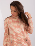 Broskyňovo-béžový dámsky sveter so zipsami