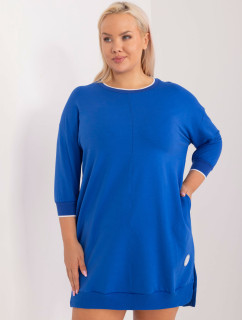 Kobaltovo modré plus size minišaty s manžetami