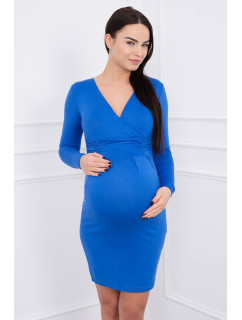 Priliehavé šaty s výrezom pod prsiami nevädzovo modrej farby