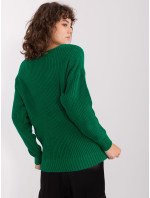 Tmavozelený dámsky klasický pletený sveter