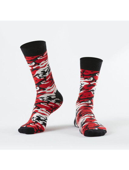 Červené kamuflážne pánske ponožky
