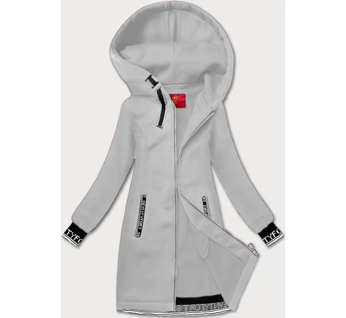 Svetlošedá dámska dlhá mikina na zips LHD (AMG-173)