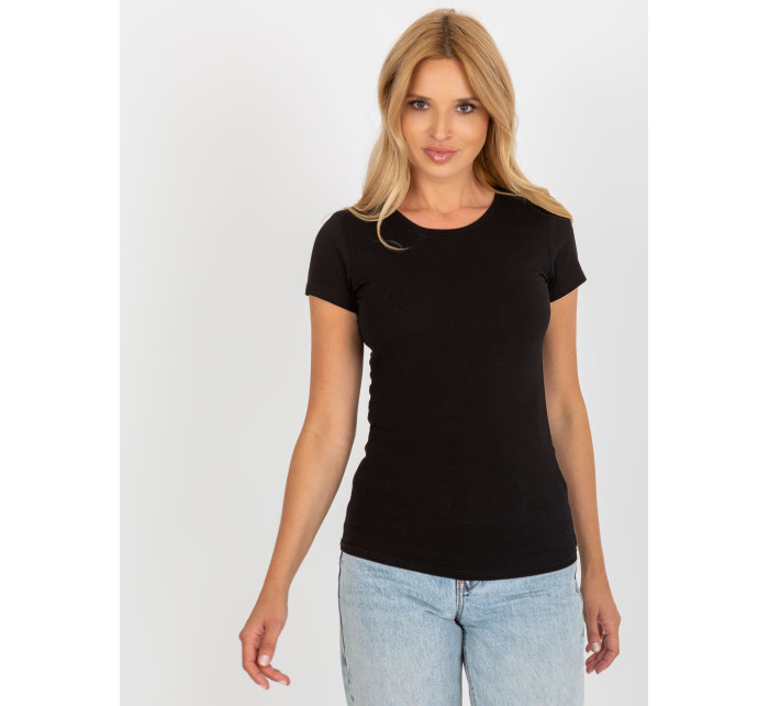 Čierne dámske základné bavlnené tričko