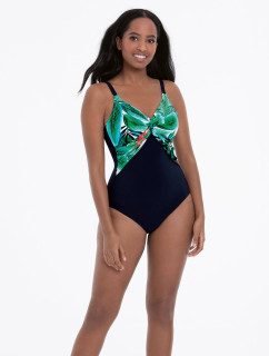 Dámské jednodílné plavky  černé se zeleným vzorem  model 20194610 - Anita
