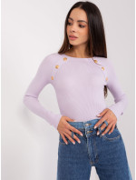 Svetlo fialový klasický sveter s opaskom