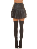 Sexy faux leather pleated mini skirt