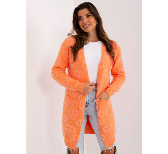 Oranžový dámsky sveter s vreckami