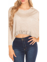 Sexy KouCla Crop sweater with rhinestones