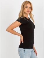 Čierne dámske základné bavlnené tričko
