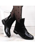 kožené lakované zateplené boty W model 20490484 černá - FILIPPO