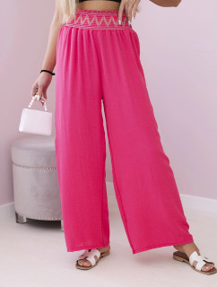 Kalhoty s širokým elastickým pasem růžový