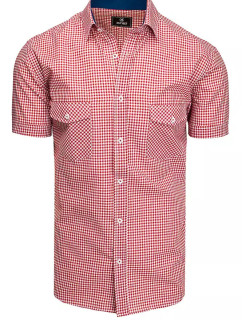 Červeno-biele pánske tričko s krátkym rukávom Dstreet KX0957
