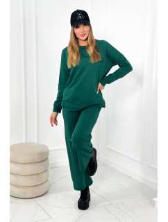 Bavlnený set Mikina + nohavice so širokými nohavicami zelená