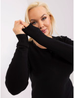 Čierny nadrozmerný pletený sveter s okrúhlym výstrihom
