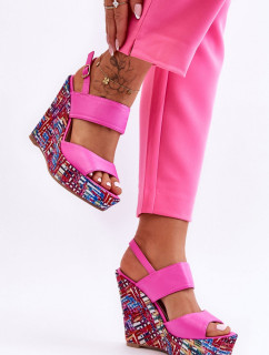 Dámské sandály na klínech Tmavě růžová mix model 18835967 - Inello