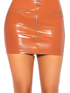 Sexy mini sukňa KouCla Leatherlook so zipsom